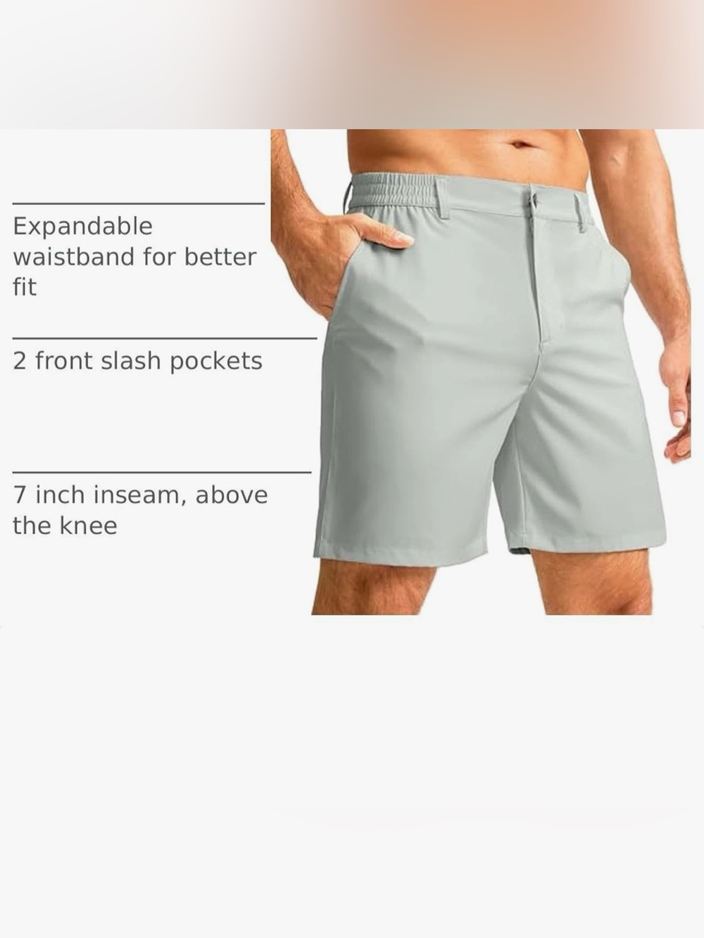 Men's Light Gray 7” Stretch Shorts- NWT
